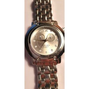 NEW STRADA Quartz Japan Chronograph Silver Tone Men's Watch